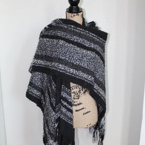 Black, Grey and White Hooded Wrap